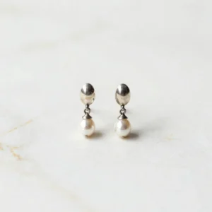 Oxidized Silver Pearl Chandbali Earrings